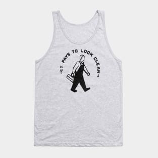 "It Pays To Look Clean" black Tank Top